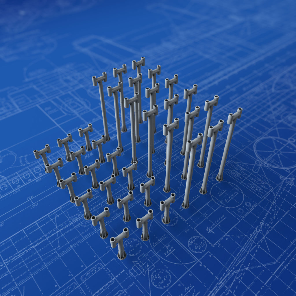 1/350 Royal Navy Stove Funnels x36 (16x Tall & 16x Short) Micro