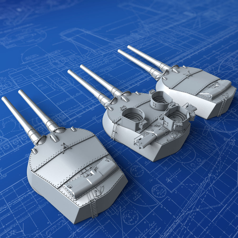 1/350 Royal Navy 15" (38.1cm) MKI*/N Turrets x3 HMS Renown (1942) w. Blast Bags