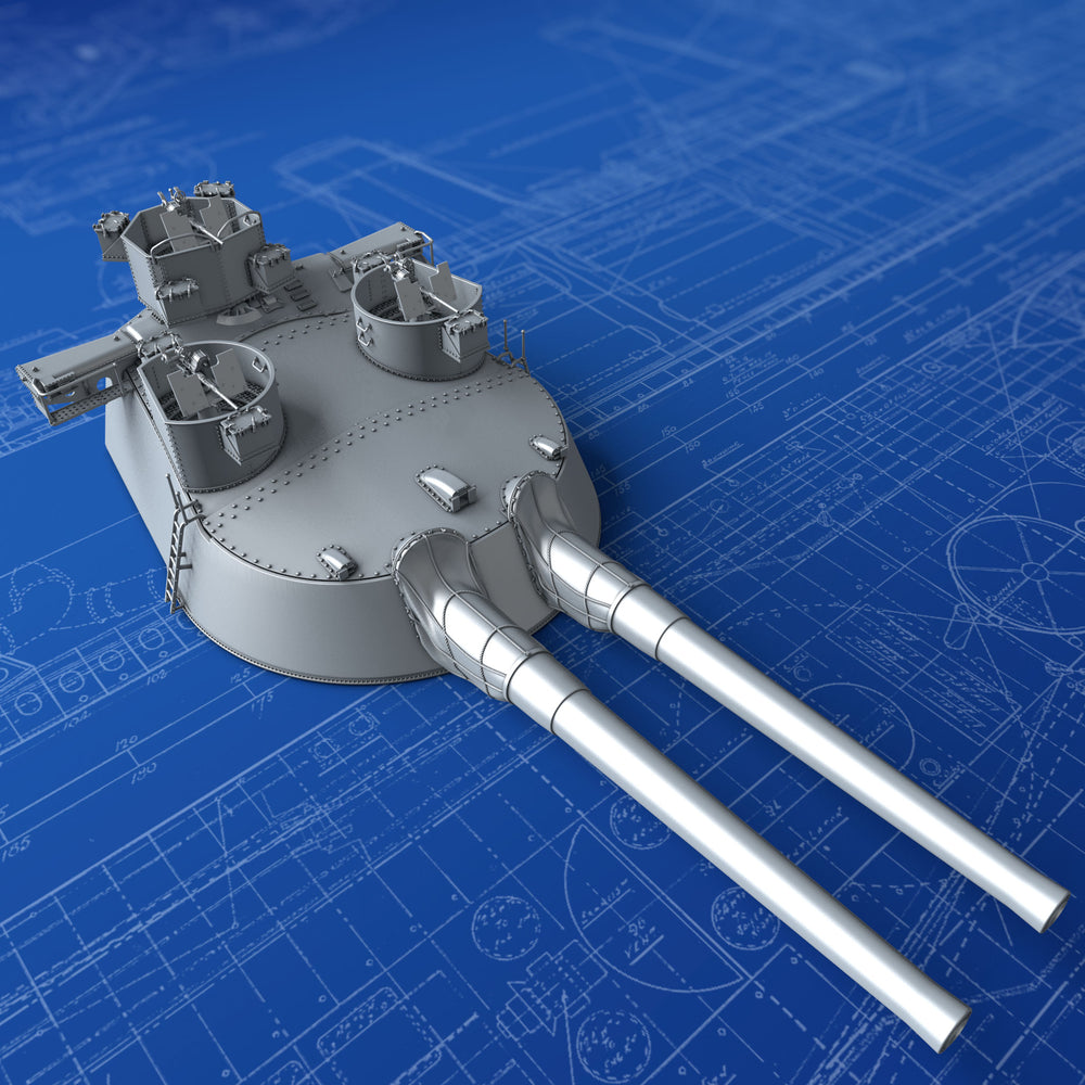 1/350 Royal Navy 15" (38.1cm) MKI*/N Turrets x3 HMS Renown (1942) w. Blast Bags