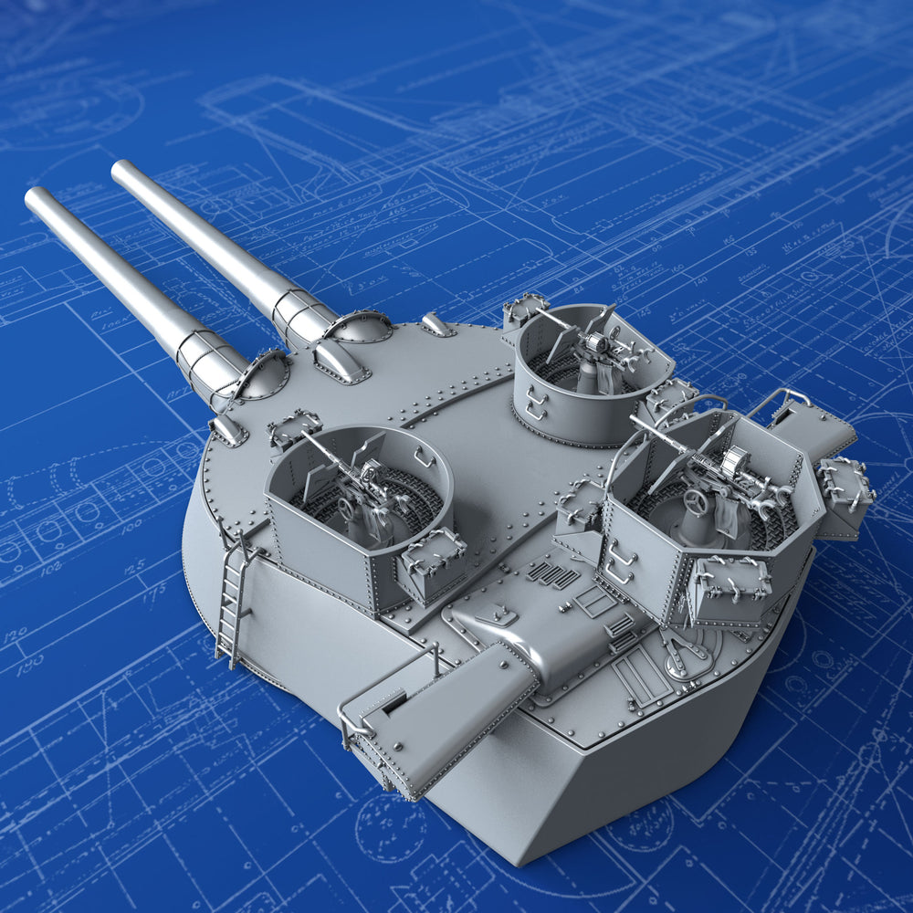 1/350 Royal Navy 15" (38.1cm) MKI*/N Turrets x3 HMS Renown (1942) w. Blast Bags