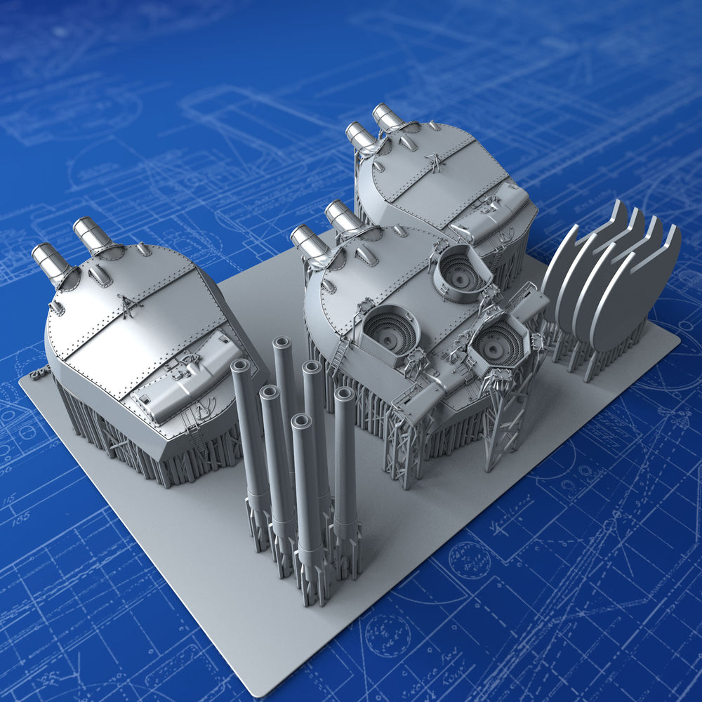 1/350 Royal Navy 15" (38.1cm) MKI*/N Turrets x3 HMS Renown (1942) w. Blast Bags