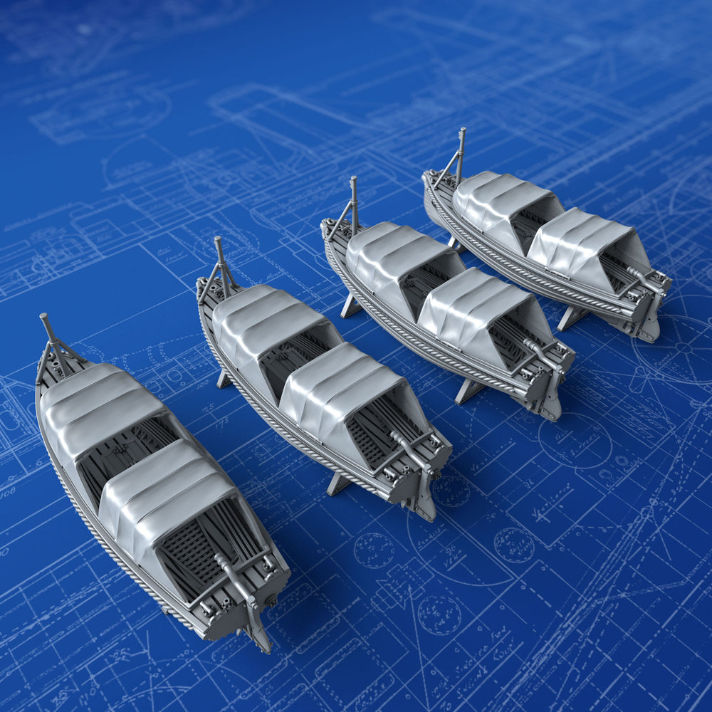 1/700 Royal Navy 20ft Motor Boats x4 (V & W Class Destroyers)