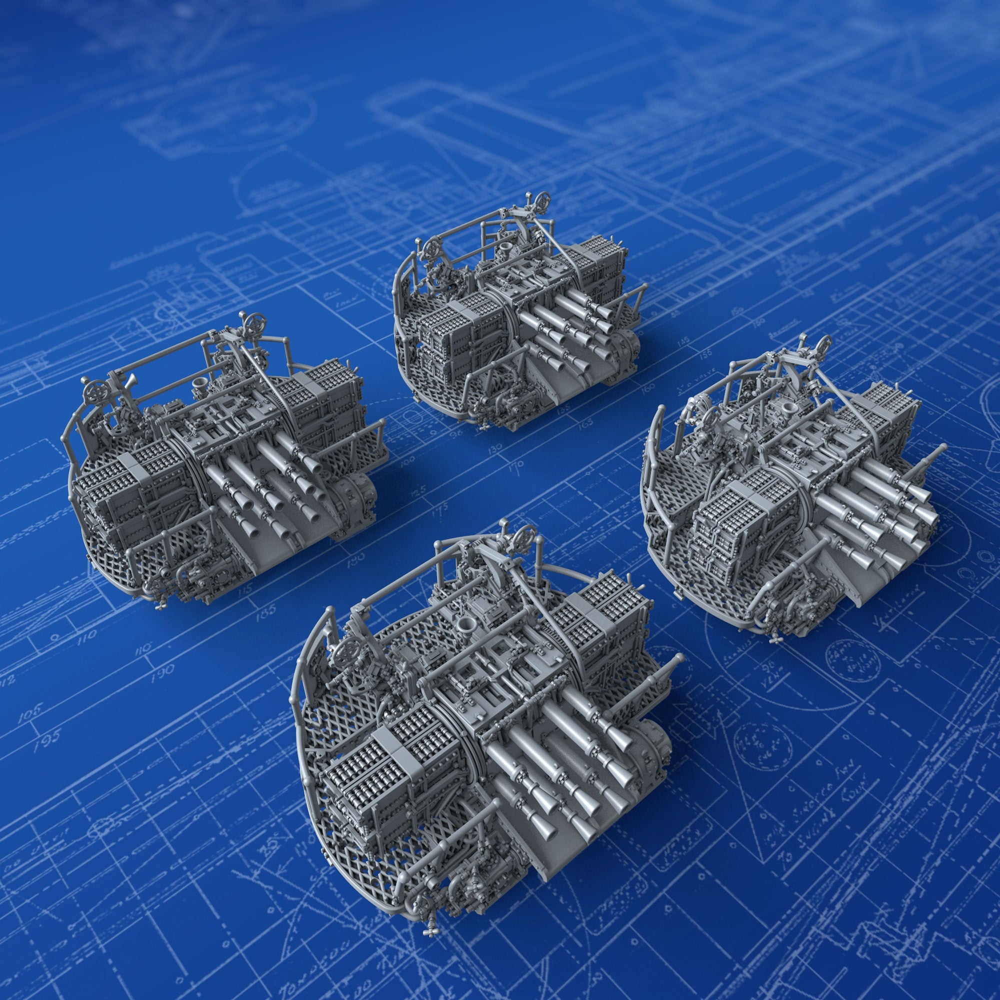 1/600 Royal Navy 2-pdr Octuple Pom Poms (4cm/39) QF MKVIII on ‘M’ (MKV ...