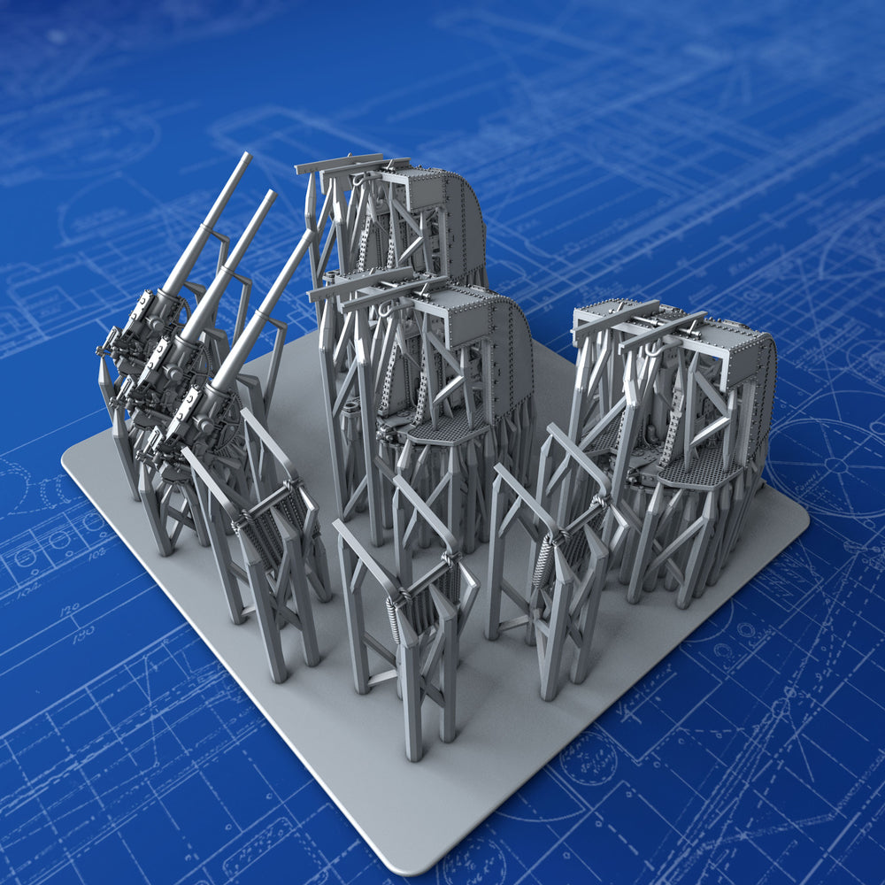 1/350 Royal Navy 4"/45 (10.2cm) QF MKXVI (MKXX Single Mounts) x3