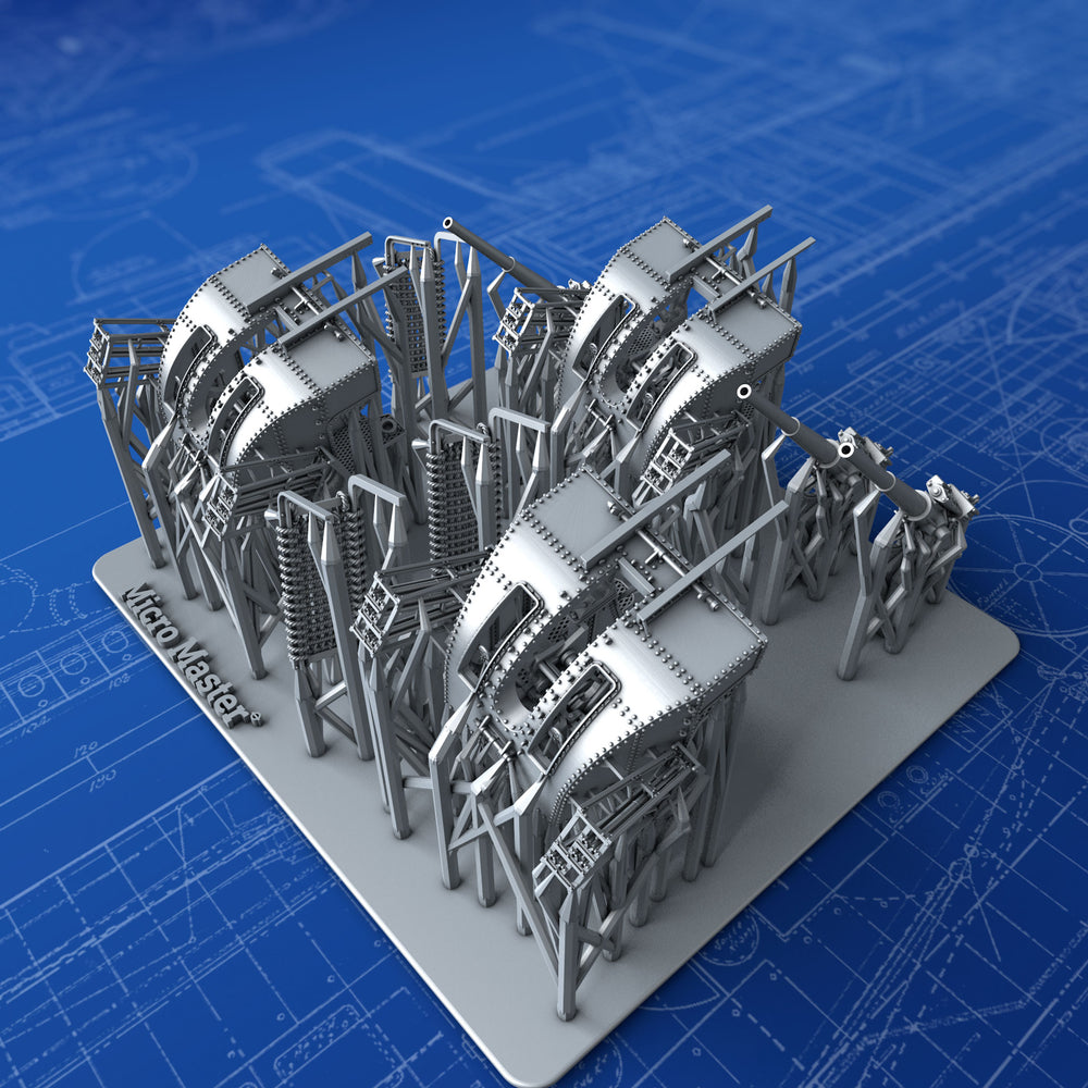 1/350 Royal Navy 4"/45 (10.2cm) QF MKXVI (MKXX Single Mounts w. 2" Rocket Flare Launcher) x3