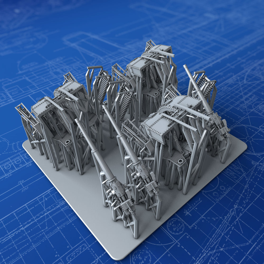 1/350 Royal Navy 4"/45 (10.2cm) QF MKXVI (MKXX Single Mounts w. 2" Rocket Flare Launcher) x3