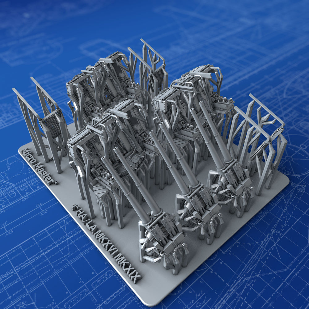 1/350 Royal Navy 4"/45 (10.2cm) QF MKXVI (MKXIX Twin Mounts, with Spent Cartridge Catch Net) x3