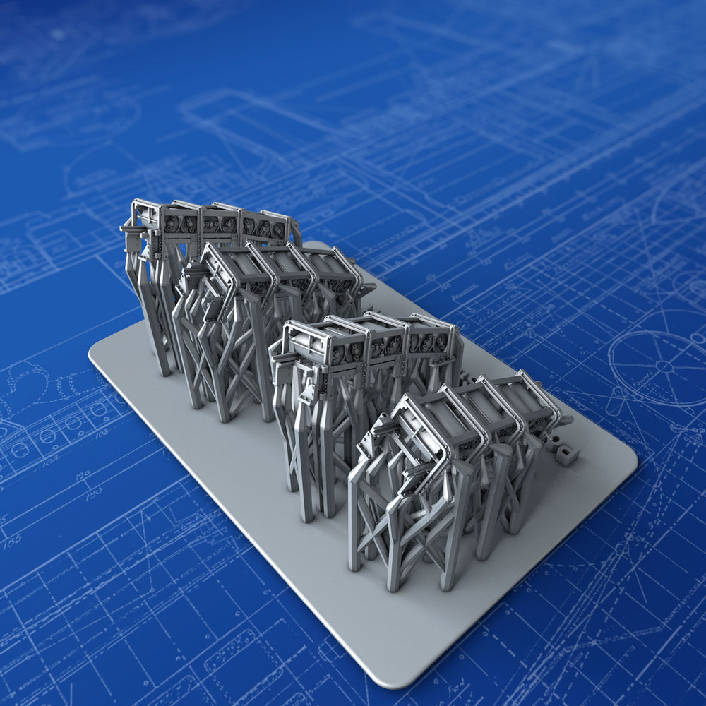 1/350 Royal Navy Depth Charge Rails x4 (7 Charge Version, Starboard & Port)