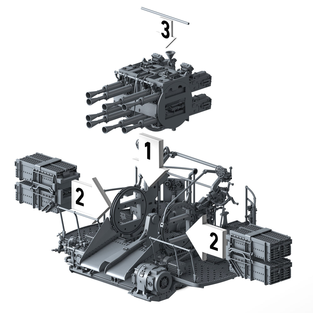 1/144 Royal Navy 2-pdr Octuple Pom Pom (4cm/39) QF MKVIII on ‘M’ (MKV) Mount 45º