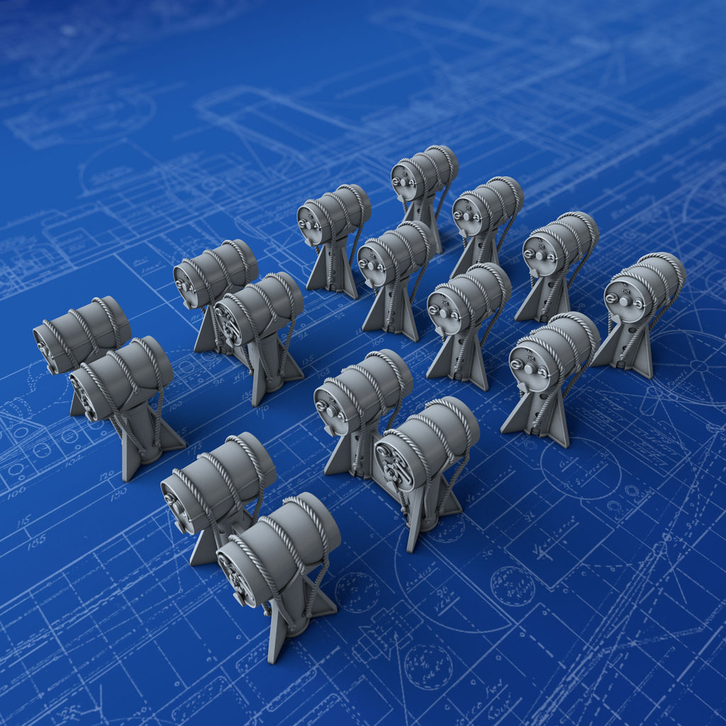 1/200 Royal Navy 'Thrower' Ready Use MKVII Depth Charges x12 (2x Sizes ...