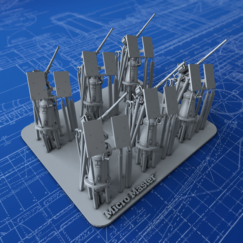 1/200 20mm Oerlikon MKI / MKII Mount (45º Elevation, Square Shield) x6