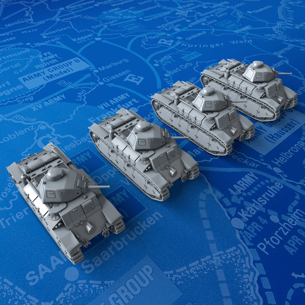 1/285 (6mm) Scale French Char D2 AMX4 SA35 Medium Tanks x4